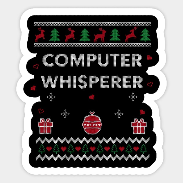 Computer Whisperer Tech IT Support Ugly Christmas Gift Design Sticker by Dr_Squirrel